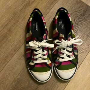 COACH BARRETT Hampton multi striped lace up sneakers Size: 7.5 B